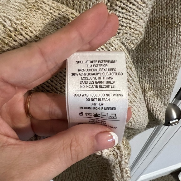 Joe's Jeans Lurex Sweater Women's Size Large Gold And Cream Metallic Turtle Neck - Picture 4 of 6